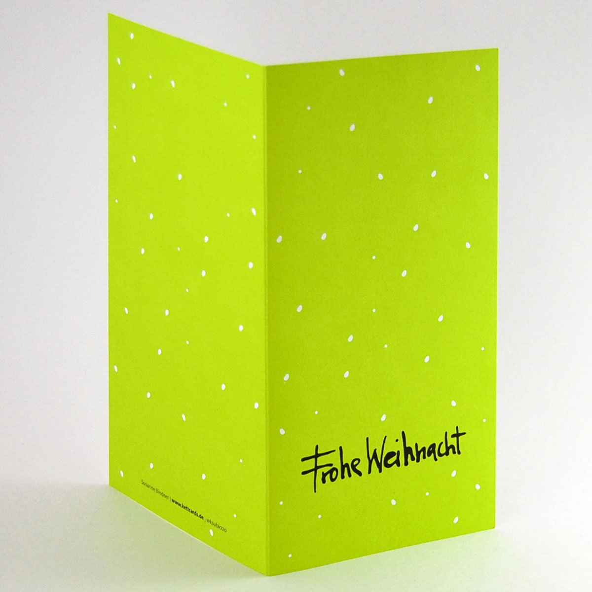 Frohe Weihnacht, fast neongrüne Recycling-Weihnachtskarten mit Text