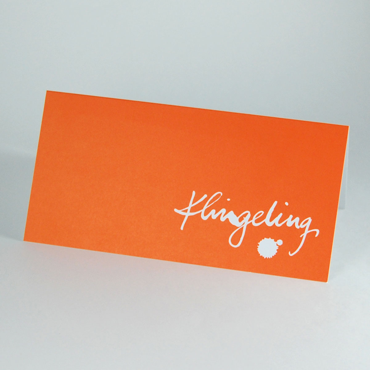 Klingeling, orange Recycling-Weihnachtskarten mit kurzem Text in Handschrift