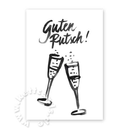 Guten Rutsch! Neujahrskarten, Druck in Sonderfarben möglich
