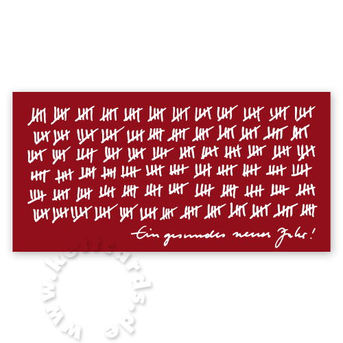 Ein gesundes neues Jahr! rote Neujahrskarten mit Text