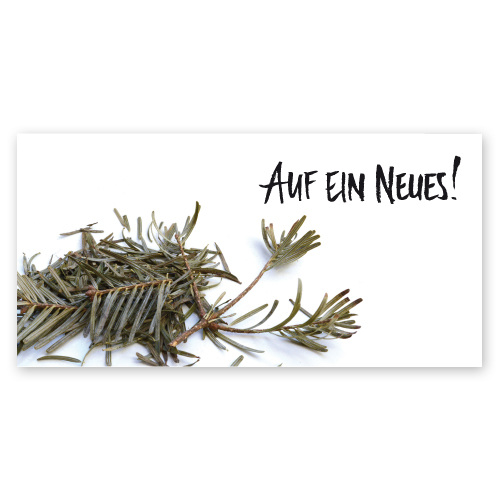 Auf ein Neues, Neujahrskarten mit den Überresten eines Weihnachtsbaumes