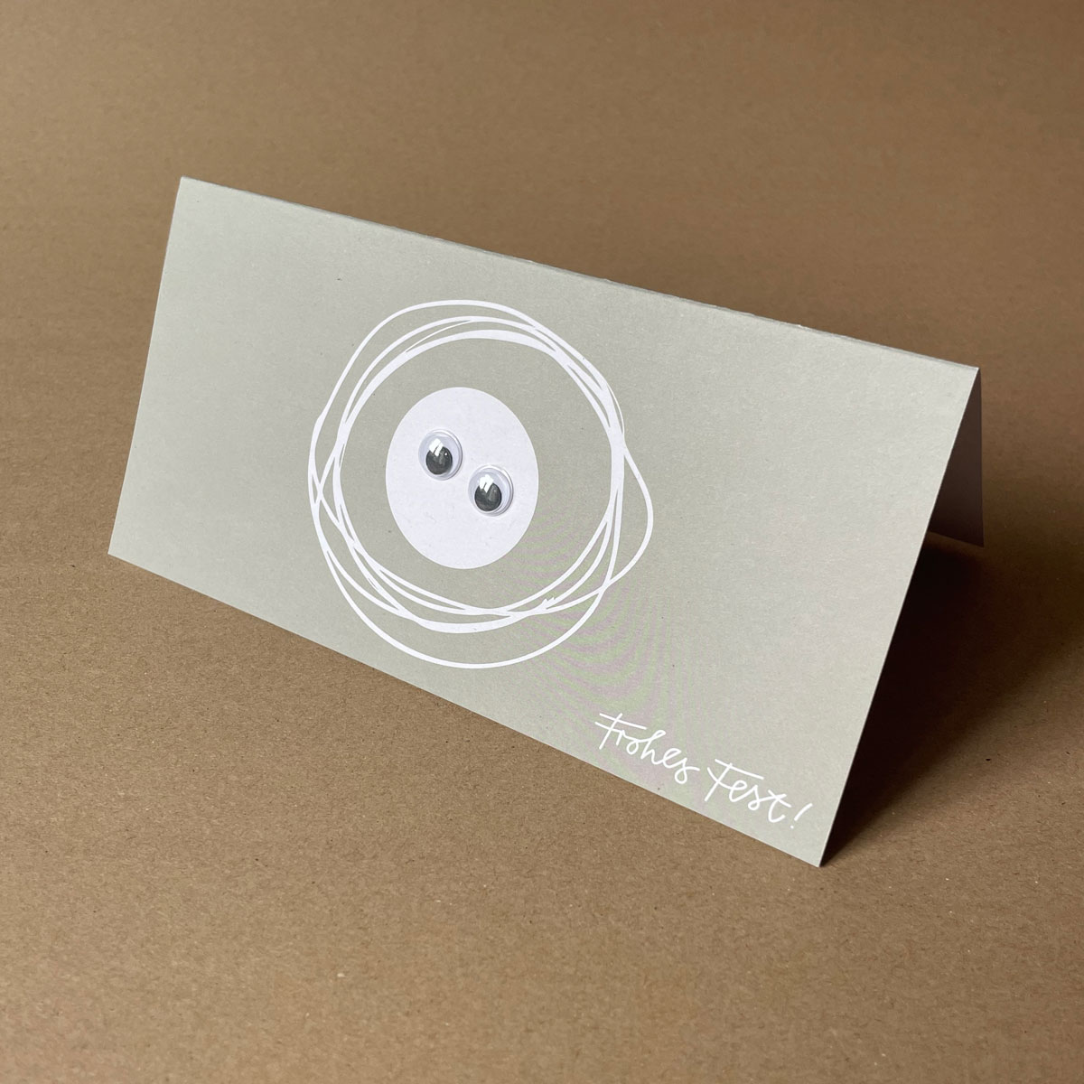 originelle Weihnachtskarten mit Wackelaugen