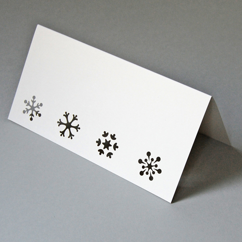 gelaserte Schneeflocken, cremefarbene Designer-Weihnachtskarten