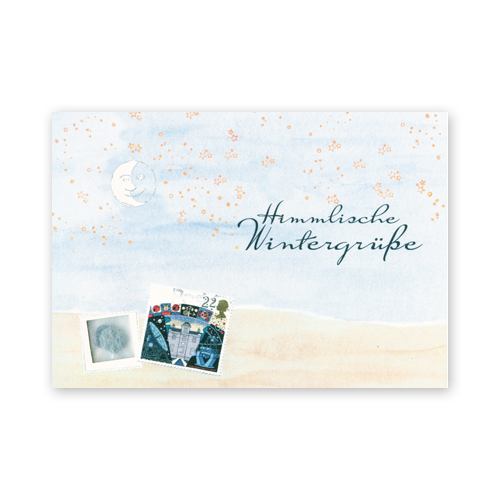 Weihnachtskarten mit kleinem Geschenk, einem Schneeflockenstempel: Himmlische Wintergrüße