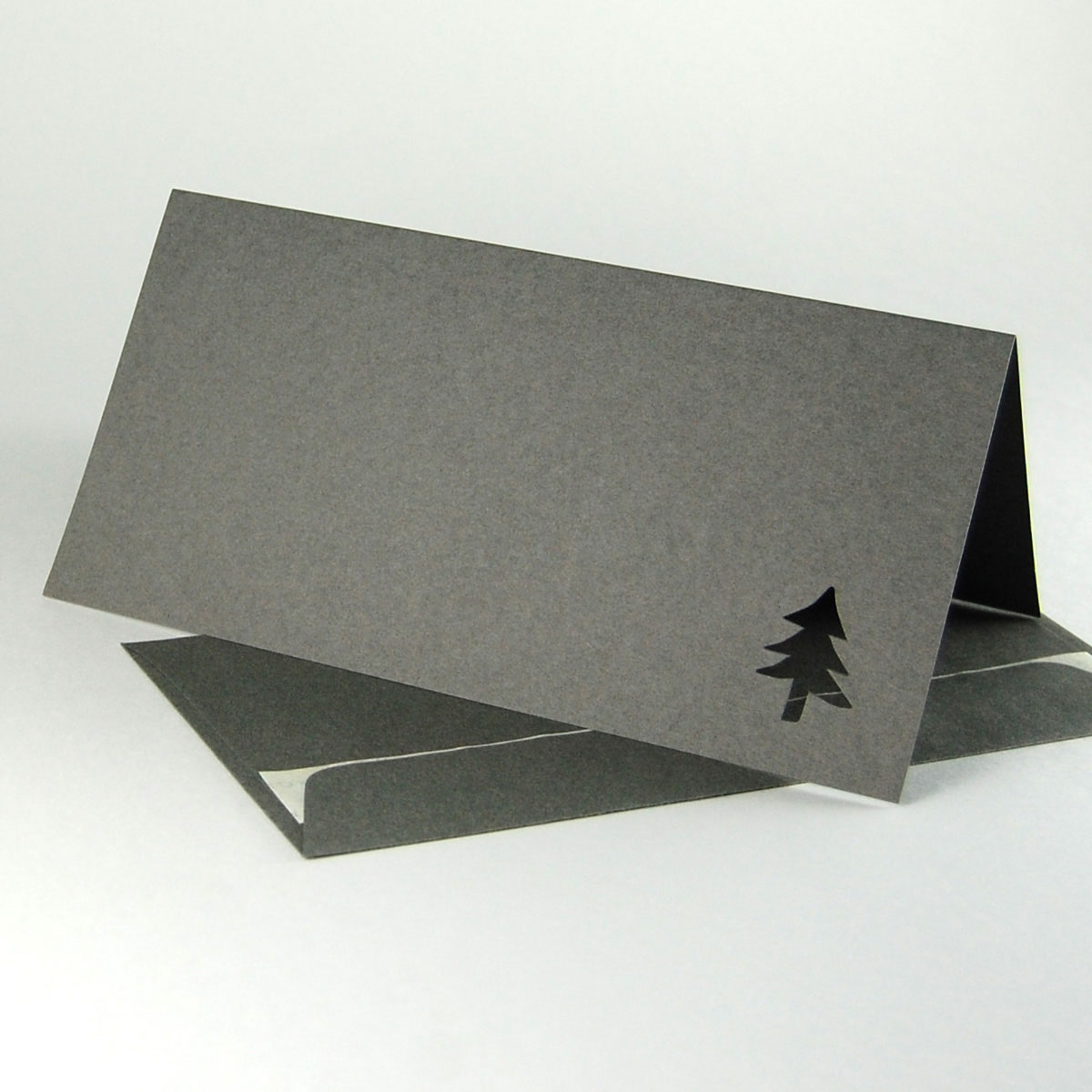 dunkelgraue Weihnachtskarten mit gleichfarbigen Umschlägen