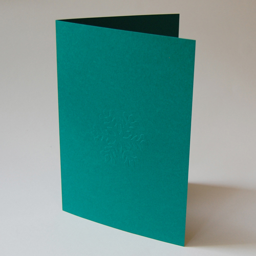 grüne Weihnachtskarten: geprägte Schneeflocke / Eiskristall