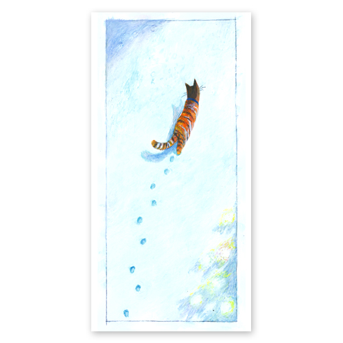 Katze im Schnee, illustrierte Weihnachtskarten
