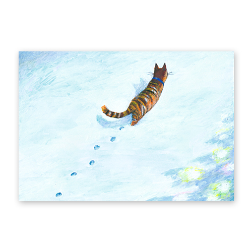 Katze im Schnee, Variante der Weihnachtskarte