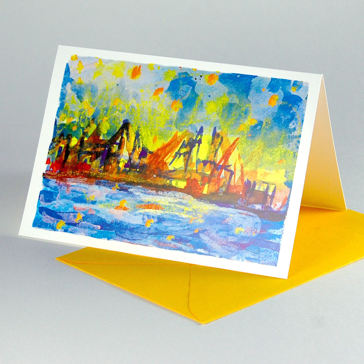 Neujahrskarten mit farbigen Umschlägen: Hamburg, Feuerwerk im Hamburger Hafen