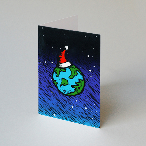 globale Weihnachtskarten mit Weltkugel