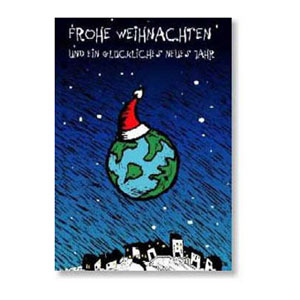 Weltkugel, Frohe Weihnachten und ein glückliches Neues Jahr