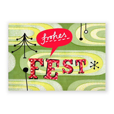 frohes FEST, grüne Weihnachtskarten