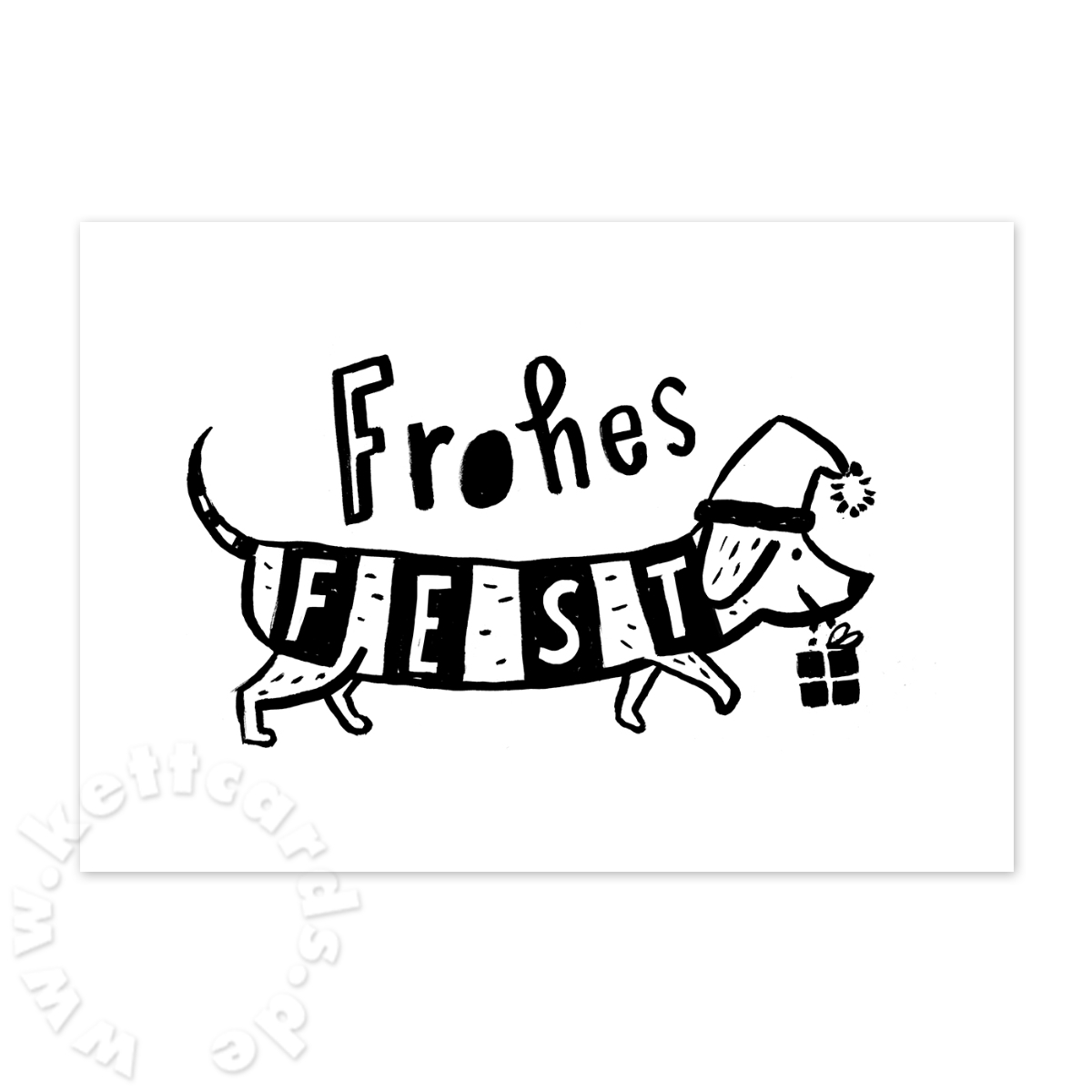Frohes FEST, Weihnachtskarten mit Dackel