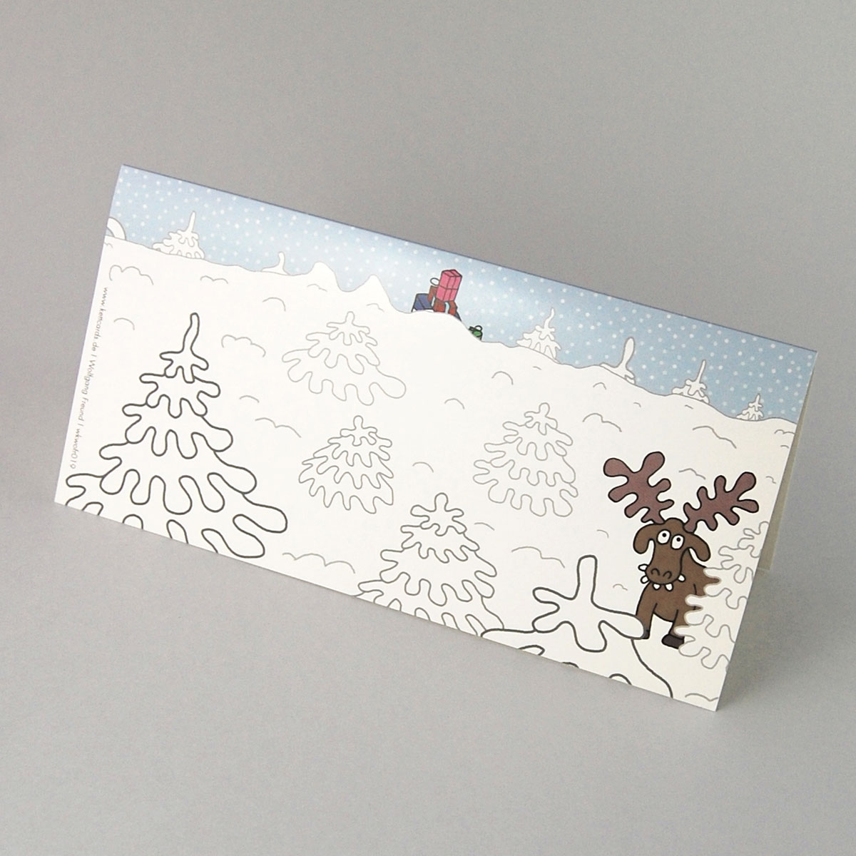 witzige Cartoon-Weihnachtskarten, Geschenke bewachen im Wald