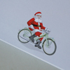 Weihnachtsbriefpapier: Weihnachtsmann mit Moped