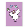 Osterkarten mit jonglierendem Huhn