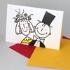 fröhliche Hochzeitseinladungen mit farbigen Strichmännchen