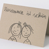 zusammen ist schön - graue Recyclingkarten mit zwei glücklichen Frauen