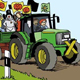 Traktor bei Demo, Illustrationen für Kinder- Jugend- und Schulbücher