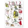 illustrierter Kalender für 2017 mit Tieren, Plakat DIN A2