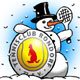 Schneemann mit Tennisschläger, Vignette