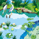 Illustration einer Teichsituation für Klassewasser.de, thematische Wimmelbilder für Kunden