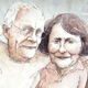 Hobbykoch mit seiner Frau, Porträtzeichnungen nach Fotovorlagen