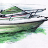 Motorboot, gezeichnete Illustrationen von Sportbooten