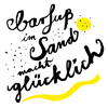 barfuß im Sand macht glücklich, Kalligrafie mit Tusche