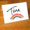 Gay Pride: Tischkarten mit Regenbogen und Namen