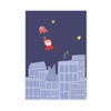 Weihnachtskarten mit Weihnachtsmann, der mit einem Fallschirm abspringt