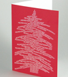 kalligrafische Weihnachtskarten, gedruckt in rot
