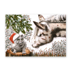 Katze und Pferd, Weihnachtskarten mit Tieren