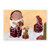 Weihnachtsmotive: Engelchen mit Häusern und Geschenken
