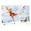 Weihnachtskarten mit pirouettenschlagendem Elch auf Schlittschuhen