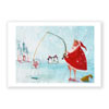 Weihnachtskarten mit angelndem Weihnachtsmann