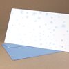 Schneeflocken, hellblau gedruckte Weihnachts- und Winterkarte