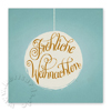 Weihnachtskarten mit Handlettering: Fröhliche Weihnachten auf einer Christbaumkugel