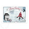 Merry Christmas, englische Weihnachtskarte: ein illustrierter Stadtplan mit dem Weihnachtsmann