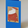 blaue Weihnachtskarten mit Sticker: Weihnachtsmann stehend