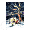 Gesellige Weihnacht, witzige Weihnachtskarten mit einem phantastischen Winterhimmel