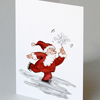 schlittschuhfahrender Weihnachtsmann, Cartoon-Weihnachtskarten