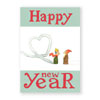 Happy New Year, Neujahrskarten mit Schnee und Herz