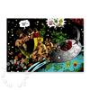 Cartoon-Weihnachtskarten mit verunglücktem Ufo
